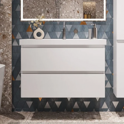 Тумба для комплекта Sanstar Riana 90 подвесная, белая, матовая, с ящиками