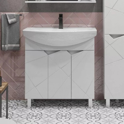 Тумба для комплекта Sanstar Каскад 80 белая подвесная, матовая