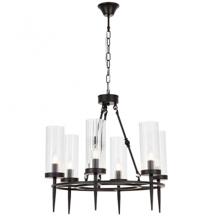 Подвесная люстра Lumina Deco Moratti LDP 8022-6 BK+PR в современном стиле, цвет черный