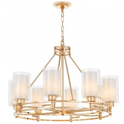 Подвесная люстра Lumina Deco Marietta LDP 8025-8 F.GD+WT в современном стиле, цвет золотой