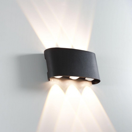 Уличный настенный светодиодный светильник Arte Lamp Bosto A3122AL-6BK в современном стиле, цвет черный