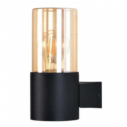 Уличный настенный светильник Arte Lamp Seginus A6515AL-1BK в современном стиле, цвет янтарный