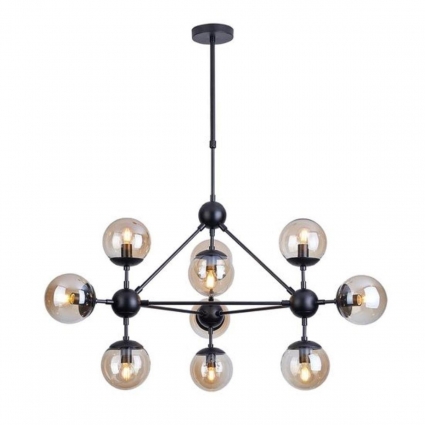Подвесная люстра Arte Lamp Bolla A1664SP-10BK в стиле лофт, цвет янтарный