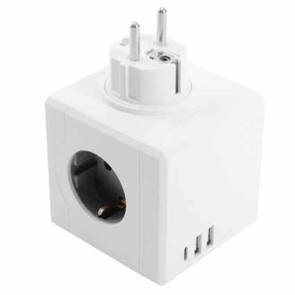 Разветвитель сетевой Stekker 3гн с/з 2хUSB A+Type C ADP16-33-21 49231 цвет белый, мощность 3680 Вт