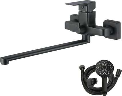 Смеситель для ванны с душем WesnaArt Narcis NAR06-320BL-25221 черный, однорычажный, длина излива 32.3 см