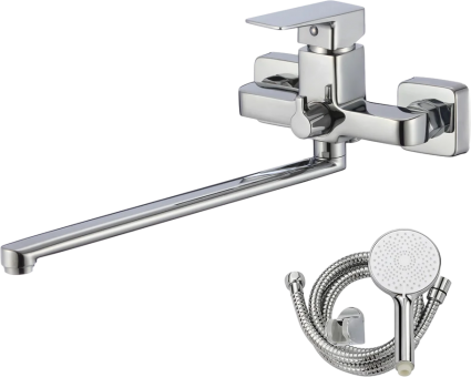 Смеситель для ванны с душем WesnaArt Narcis NAR06-320-25221 хром, однорычажный, длина излива 32.3 см