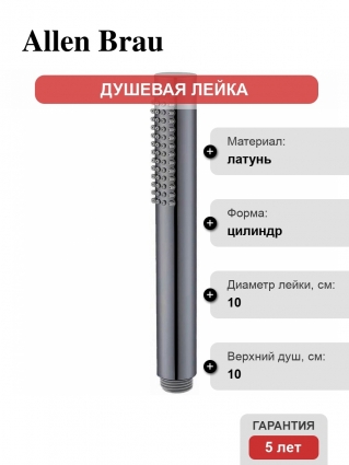 Душевая лейка Allen Brau Priority 5.31020-MG графит штанга 18.8 см,  в современном стиле