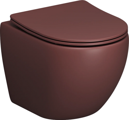 Унитаз подвесной Grossman Color GR-4455VIMS с микролифтом, бордовый матовый, коричневый, 36.5x48.5 см