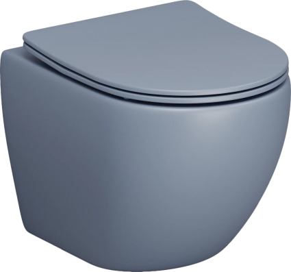 Унитаз подвесной Grossman Color GR-4455BSMS-21 безободковый, с микролифтом, голубой матовый, 36.5x48.5 см