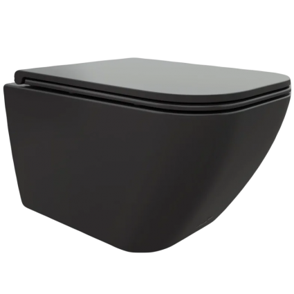 Унитаз подвесной Cerutti SPA Mimi Aria MB CT8920 безободковый, с микролифтом, черный, 35x51 см