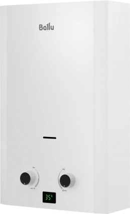Проточный водонагреватель Ballu Fiery GWH 6 газовый 12 кВт, медный теплообменник, белый