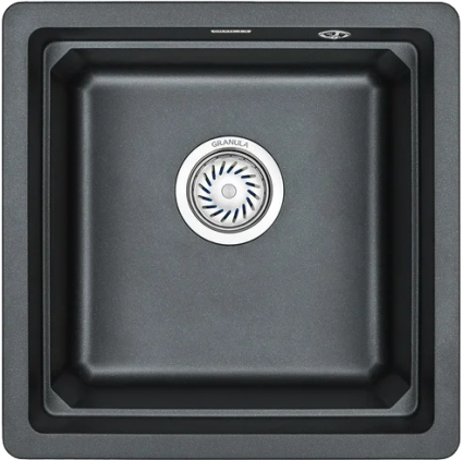 Мойка кухонная Granula Kitchen Space KS-4501U шварц матовая, квадратная, 45x45 см