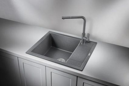 Мойка кухонная Granula GR-6002 графит матовая, прямоугольная, с крылом, 60x50 см
