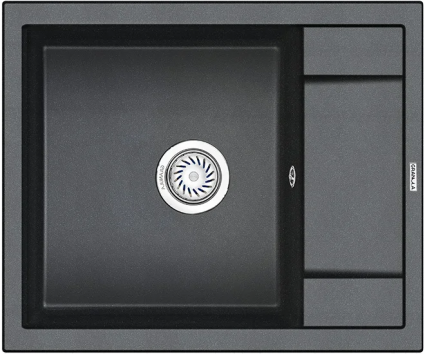 Мойка кухонная Granula GR-6002 шварц матовая, прямоугольная, с крылом, 60x50 см