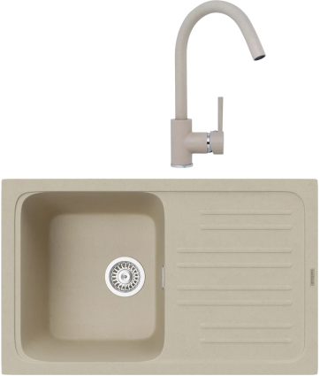 Комплект Мойка кухонная TopZero TopGran Sophia 740.460-08 jasmine 08 + Смеситель Romeo jasmine 08 матовая, прямоугольная