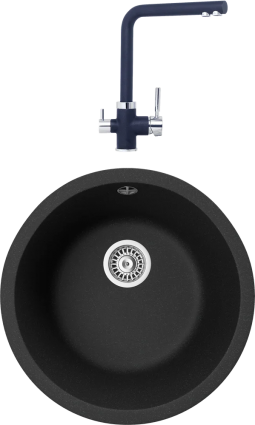 Комплект Мойка кухонная TopZero Kelly 460-10 Cosmos + Смеситель Alphons cosmos 10 матовая, круглая