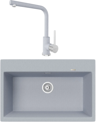 Комплект Мойка кухонная TopZero TopGran Gretta 780.510-49 titan 49 + Смеситель Donald titan 49 матовая, прямоугольная
