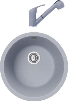 Комплект Мойка кухонная TopZero Kelly 460-49 Titan + Смеситель Bruce titan 49 матовая, круглая