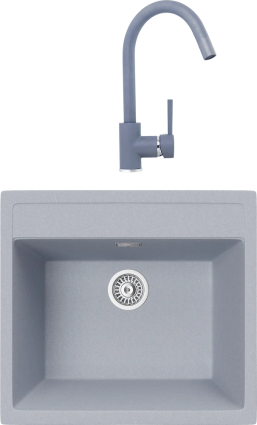 Комплект Мойка кухонная TopZero Georgia 560.510-49 Titan + Смеситель Romeo titan 49 матовая, квадратная