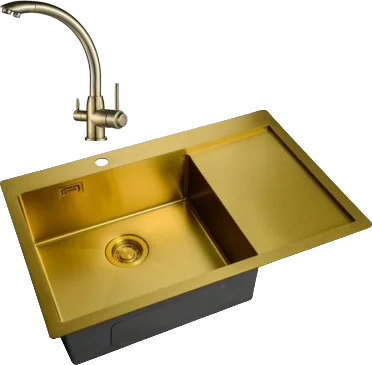 Комплект Мойка кухонная Zorg Light + Смеситель Steel Hummer SH 699 BRONZE бронза брашированная, прямоугольная