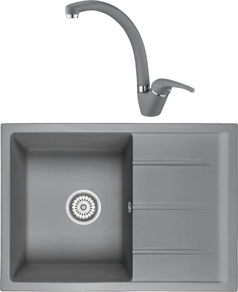 Комплект Мойка кухонная Emar Quartz + Смеситель 3013.9 Алмаз матовая, прямоугольная