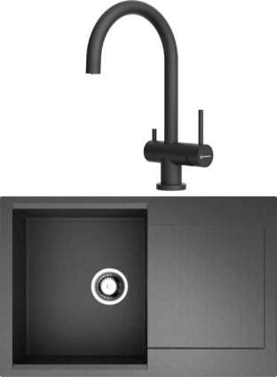 Комплект Мойка кухонная Omoikiri Daisen 78-BL черная + Смеситель Yamada P-BL черный матовая, прямоугольная