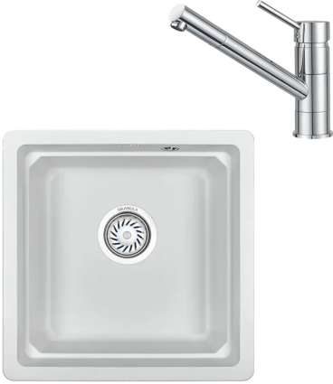 Мойка кухонная со смесителем Granula 4501U+0010, арктик в современном стиле