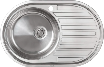 Мойка кухонная Kaiser KSS-7750L L полированная, овальная, с крылом, 77x50 см