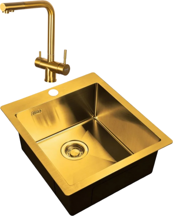 Комплект Мойка кухонная Zorg Light + Смеситель Inox SZR-7039 BRONZE бронза брашированная, прямоугольная