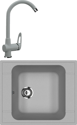 Комплект Мойка кухонная Ulgran U-604 -342 графит + Смеситель U-006 -342 графитовый матовая, прямоугольная