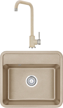 Комплект Мойка кухонная Granula Standart + Смеситель ST-4033 ST-4033 бежевый матовая, прямоугольная