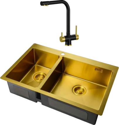 Комплект Мойка кухонная Zorg Light + Смеситель Sanitary ZR 348 YF BLACK BRONZE брашированная, прямоугольная