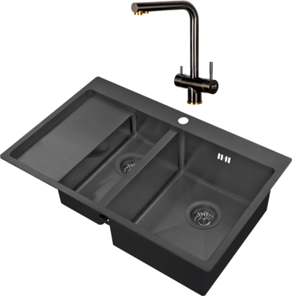 Комплект Мойка кухонная Zorg Inox PVD 5178-2-R grafit + Смеситель Inox SZR-7039 BR/GRAFIT бронза графит брашированная, прямоугольная