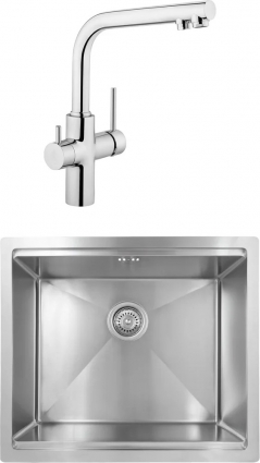 Комплект Мойка кухонная Kaiser + Смеситель VitrA Split A42144EXP матовая, прямоугольная