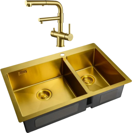 Комплект Мойка кухонная Zorg Light + Смеситель Sanitary SZR-3216 Bronze бронза брашированная, прямоугольная