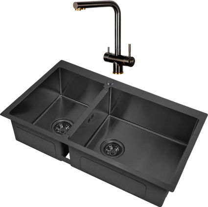 Комплект Мойка кухонная Zorg Inox PVD 78-2-51 R grafit + Смеситель Inox SZR-7039 BR/GRAFIT бронза графит брашированная, прямоугольная