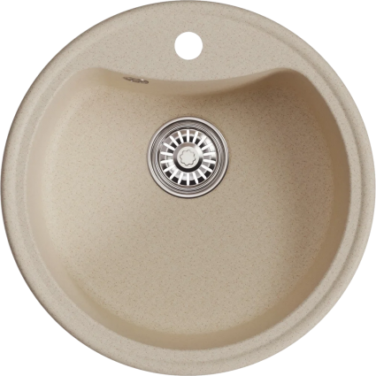 Мойка кухонная Mixline ML-GM09 бежевая матовая, круглая, 51x51 см