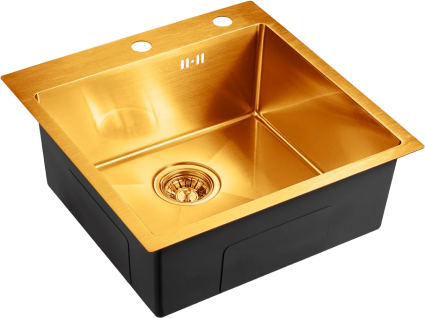 Мойка кухонная Emar PVD EMB-117A  PVD Nano Golden полированная, квадратная, 50x50 см