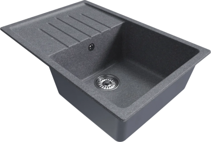 Мойка кухонная Mixline ML-GM19 графит матовая, прямоугольная, с крылом, 75x50 см