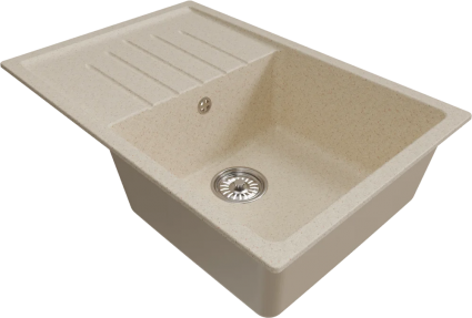 Мойка кухонная Mixline ML-GM19 бежевая матовая, прямоугольная, с крылом, 75x50 см