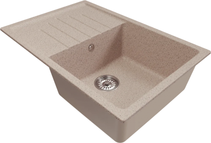 Мойка кухонная Mixline ML-GM19 песочная матовая, прямоугольная, с крылом, 75x50 см