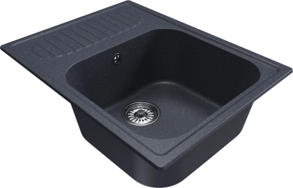 Мойка кухонная Mixline ML-GM18 антрацит матовая, прямоугольная, с крылом, 64x49 см