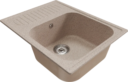 Мойка кухонная Mixline ML-GM18 песочная матовая, прямоугольная, с крылом, 64x49 см