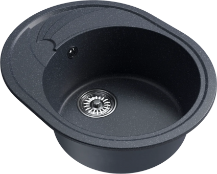 Мойка кухонная Mixline ML-GM17 антрацит матовая, овальная, с крылом, 58x47 см