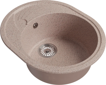 Мойка кухонная Mixline ML-GM17 песочная матовая, овальная, с крылом, 58x47 см
