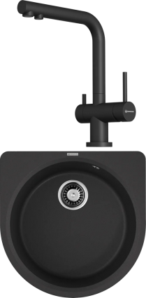 Комплект Мойка кухонная Omoikiri Akegata 51 черная + Смеситель Nagano P-BL черный матовая, круглая