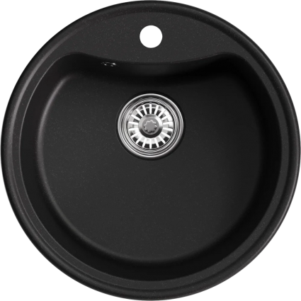 Мойка кухонная Mixline ML-GM09 ультра-черная матовая, круглая, 51x51 см