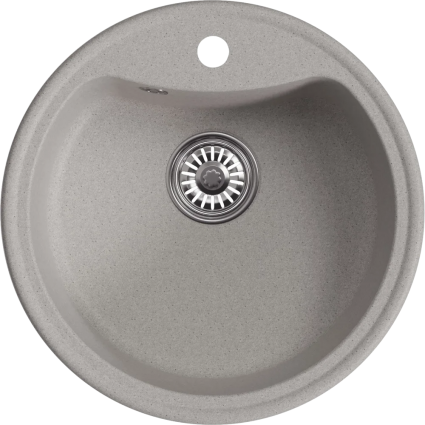 Мойка кухонная Mixline ML-GM09 серая матовая, круглая, 51x51 см