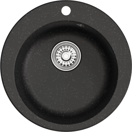 Мойка кухонная Mixline ML-GM13 черная матовая, круглая, 49.5x49.5 см