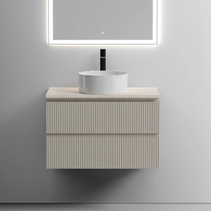 Тумба с раковиной Sancos Snob T 80 см, beige soft, столешница бежевая, раковина CN6032, подвесная, матовая